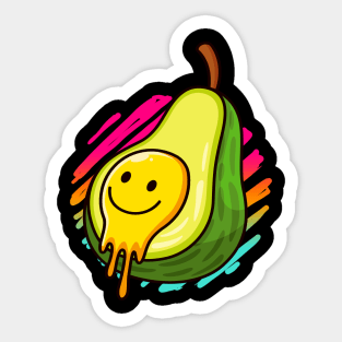 Avocado Smiling Face Cartoon Fruit Sticker